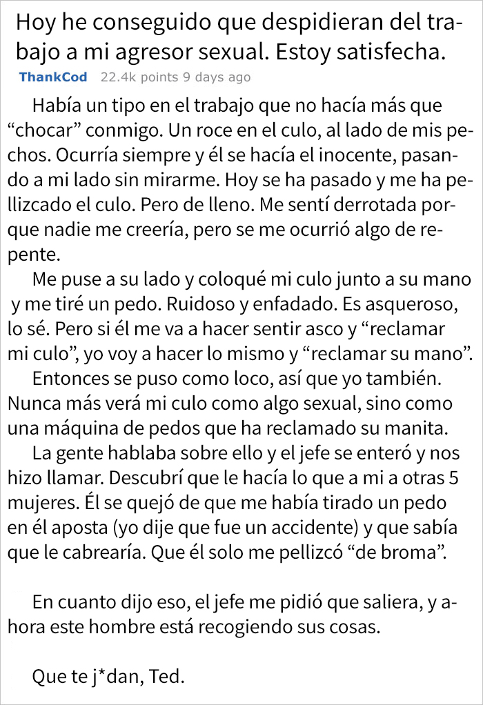 acoso sexual trabajo culo