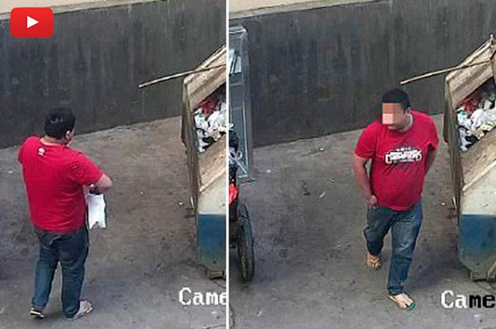 padre tira hija al contenedor