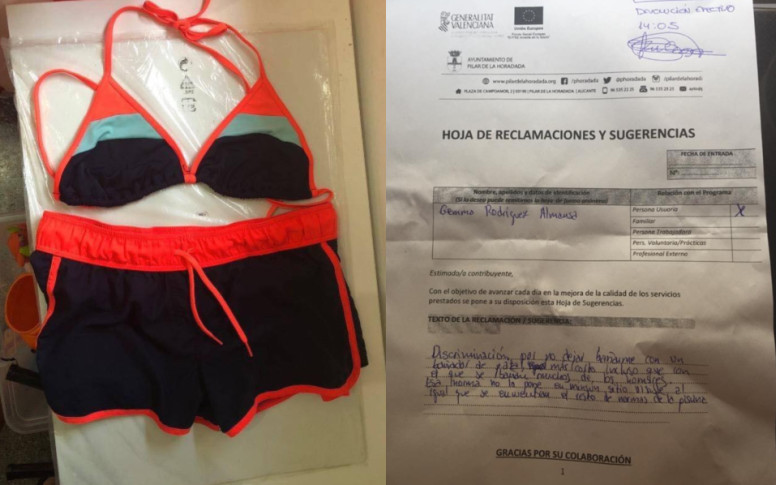 niña expulsada de piscina por bañador