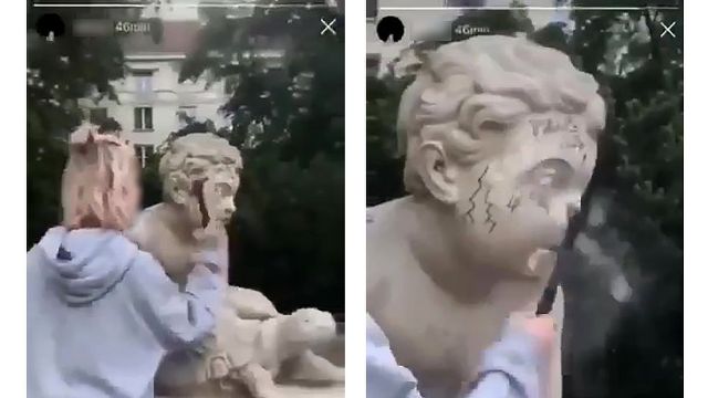 Una influencer destroza a MARTILLAZOS una escultura antigua para ganar FOLLOWERS