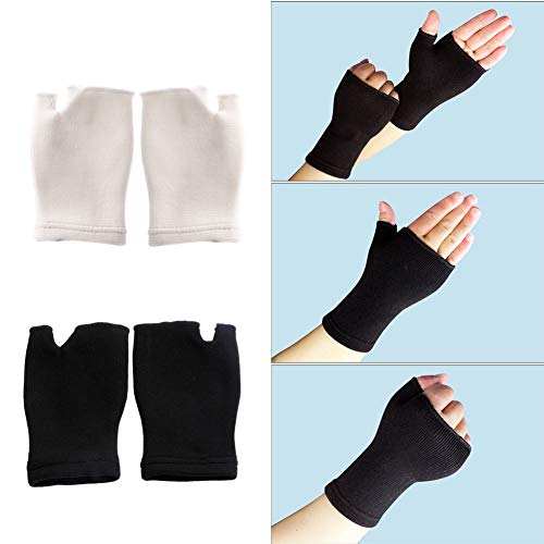 1 par de Guantes de Palm elástico muñeca de la Mano Compatible con Artritis Ayuda del Apoyo de la Manga (Color : White)