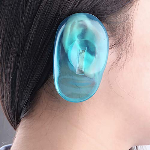 1 par de oreja de silicona cubierta protectora del oído protector Silicona Transparente del oído a Clear Cover per capelli in silicone Cover per tintura per capelli Protect Salon (azul)