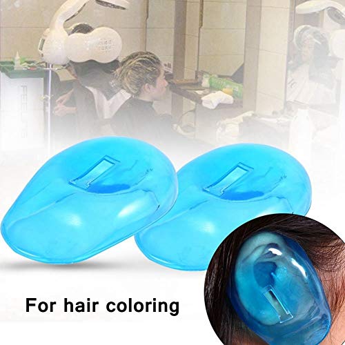 1 par de oreja de silicona cubierta protectora del oído protector Silicona Transparente del oído a Clear Cover per capelli in silicone Cover per tintura per capelli Protect Salon (azul)