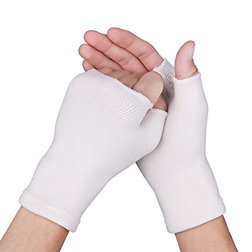 1 par elástico Brace Palma del Guante muñeca de la Mano Compatible con Artritis de Manguitos de Apoyo New Palm Apoyo cómodo Protector de la Manga (Color : White)