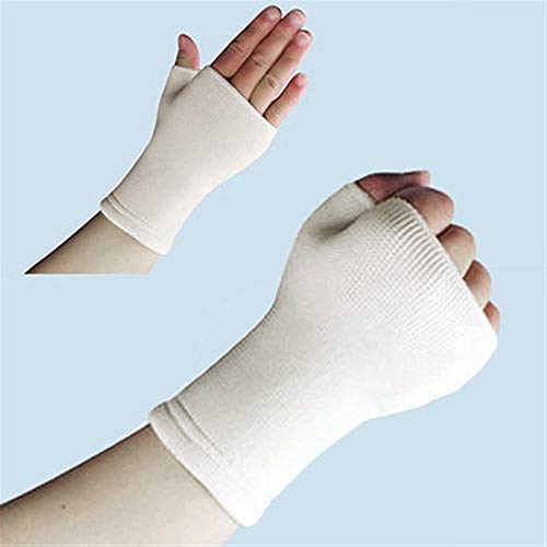 1 par Unisex elástico Guantes de Palm Deporte muñeca de la Mano de la Artritis Ayuda del Apoyo de la Manga (Color : White)