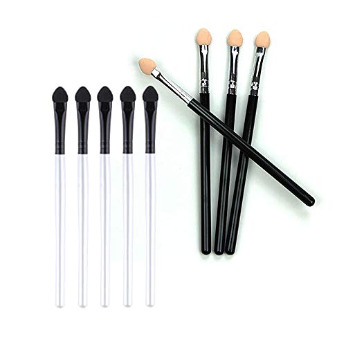 10 Piezas Cepillo de Sombra de Ojos de con Mango Largo,Esponja de Goma Maquillaje Pinceles de Sombra Herramienta de Maquillaje Aplicador para Mujeres y Niñas