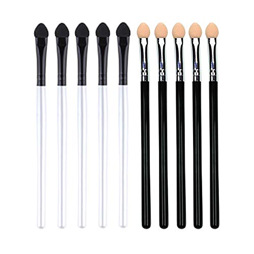 10 Piezas Cepillo de Sombra de Ojos de con Mango Largo,Esponja de Goma Maquillaje Pinceles de Sombra Herramienta de Maquillaje Aplicador para Mujeres y Niñas