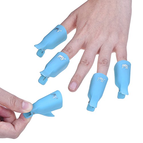 10 Piezas Clip de Removedor de Esmaltes de Uña Pinza de Arte de Uñas de Acrílico Herramienta de Manicura (Azul)