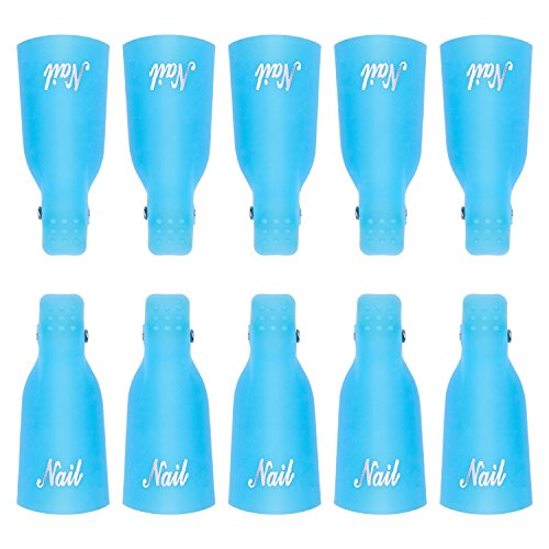 10 Piezas Clip de Removedor de Esmaltes de Uña Pinza de Arte de Uñas de Acrílico Herramienta de Manicura (Azul)