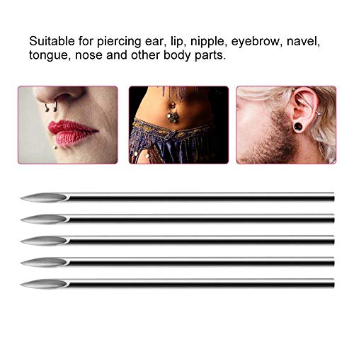 100 Pcs Kit de aguja de perforación, Agujas desechables para tatuaje estéril, para nariz/orejas/labios/cejas/ombligo/lengua(15G)