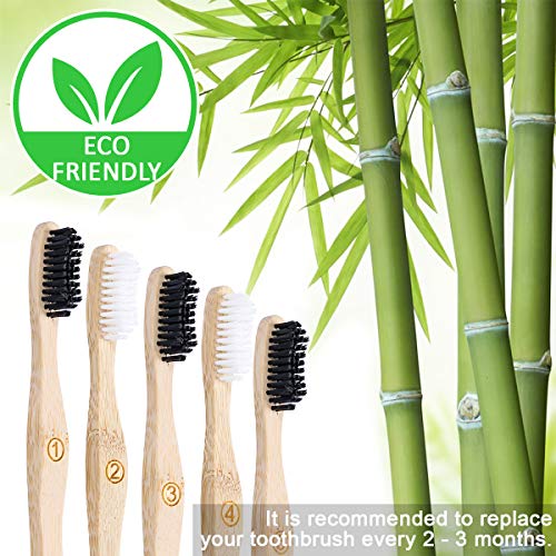 10PCS Cepillo de Dientes de Bambu, Ecológicos Bamboo Toothbrush Biodegradable Wood Eco Toothbrush con Cerdas Suaves para Adultos Niños