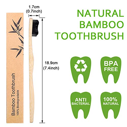 10PCS Cepillo de Dientes de Bambu, Ecológicos Bamboo Toothbrush Biodegradable Wood Eco Toothbrush con Cerdas Suaves para Adultos Niños