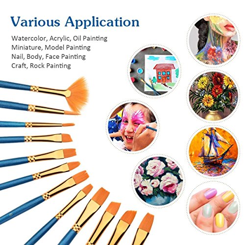 12 colores de la pintura de la cara de tubos, no toxico & hipoalergenico body paint maquillaje de Halloween, pigmentos ricos, vienen con piezas de nylon Cepillo de pelo de punta redond