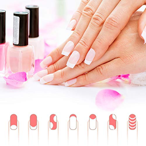 1200 Pegatinas de Clavo de Manicura Francesa Calcomanías Autoadhesivas de Guías de Puntas de Uñas Francesas Etiquetas Engomadas Blancas de Plantilla de Manicura En forma de Media Luna (25 Hojas)