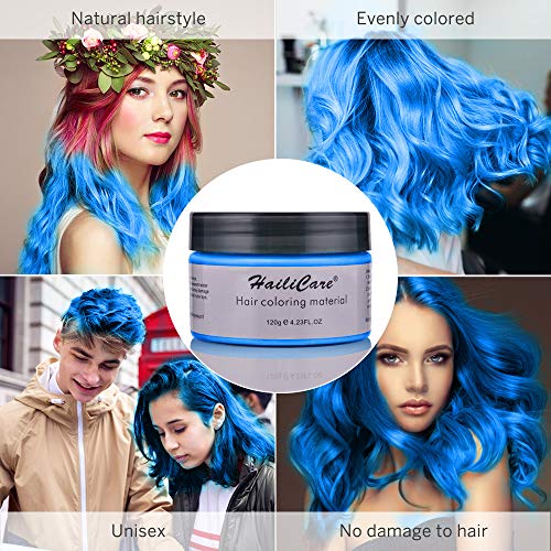 120g Cera para el cabello, Crema Para Colorante Pelo Temporal Duradera, Lavable Tinte Temporal Capilares, Color del Cabello Crema Para Colorante Pelo para Fiesta, Cosplay, Carnaval, Navidad - Azul