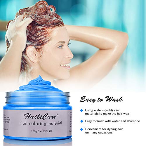 120g Cera para el cabello, Crema Para Colorante Pelo Temporal Duradera, Lavable Tinte Temporal Capilares, Color del Cabello Crema Para Colorante Pelo para Fiesta, Cosplay, Carnaval, Navidad - Azul