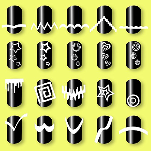 1275 Piezas 49 Diseños de Plantillas de Arte de Uñas Pegatinas de Vinilo de Guía de Punta Francesa, 36 Hojas