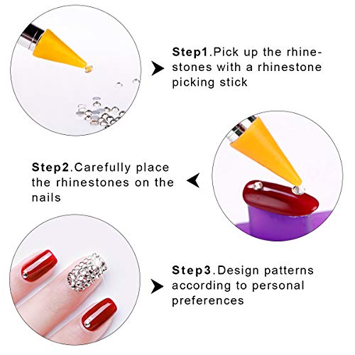 1440 piezas de diamantes para uñas, decoración uñas diamantes con pegatinas de uñas francesas, pinzas y pluma punteadora para uñas artesanales