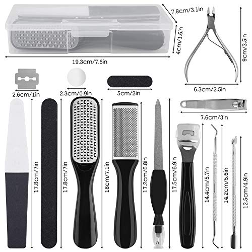 15 Pcs Juego de Herramientas de Pedicura Profesional, Acero Inoxidable Lima de Pies, Escofina de Pedicura Removedor de Piel Muerta Set, Cuidado del Pies para Hombre Mujer