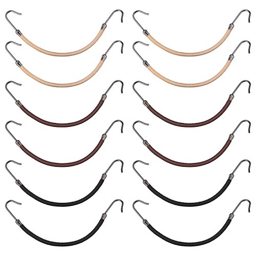15 Piezas de Banda Elástica Ganchos de Cola de Caballo de Peinado, Negro, Marrón y Rubia