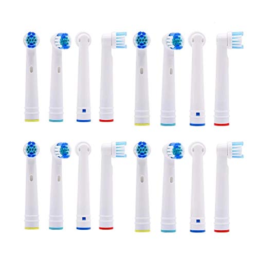 16 piezas Cabezales de repuesto para cepillos de dientes compatibles con los cepillos Oral B Rotación de cabeza redonda D4510 D12013 D12013W D12523 D17525 D18 D19523 D19545 D20523 D20545 (16)