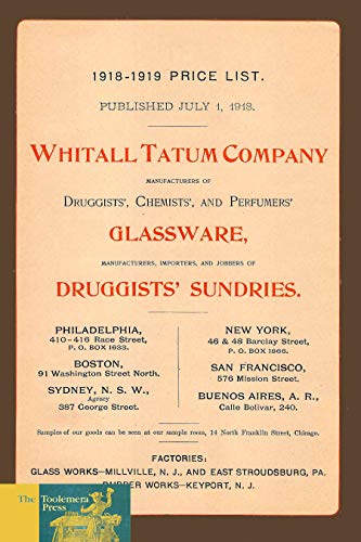 1918 Whitall Tatum Company Trade Catalog Druggists', Chemists', And Perfumers' Glassware: Manufacturers, Importers And Jobbers Of Druggists' Sundries (English Edition)
