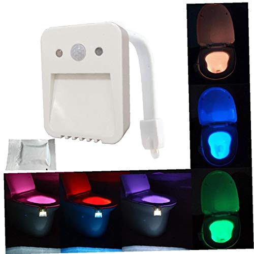 1pack Colorido Aseo Sensor De Movimiento Luz De La Noche De Inodoros Luz Del Baño Luz De La Noche Del Cuerpo Humano Automático Activado Movimiento Del Asiento De Tocador Del Sensor De Luces 16 Cambios