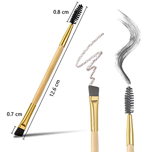 2 cepillos profesionales en ángulo doble para cejas y pestañas, de madera natural, cepillo para cejas, cepillo de cejas, cepillo de pestañas
