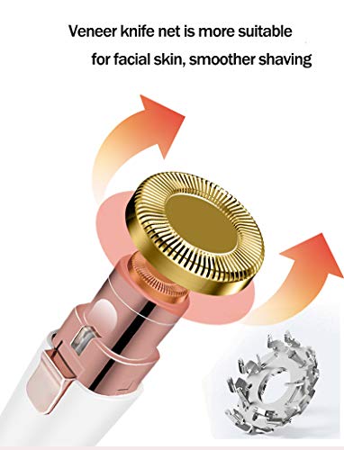 2 en 1Dispositivo de depilación de rostro femenino: afeitadora portátil, indolora y efectiva que elimina el vello facial, el mentón y el labio superior, las cejas, la carga USB (Blanco)
