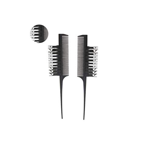 2 Piezas De Cabellos Con Mechas En Tono De Pelo Herramienta Determinada Del Cepillo De Pelo Del Peine DIY De La Hoja Destacado Pelo Micro Negro