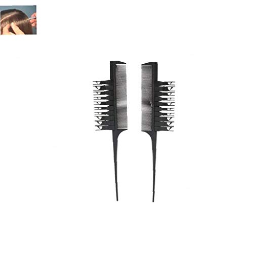2 Piezas De Cabellos Con Mechas En Tono De Pelo Herramienta Determinada Del Cepillo De Pelo Del Peine DIY De La Hoja Destacado Pelo Micro Negro