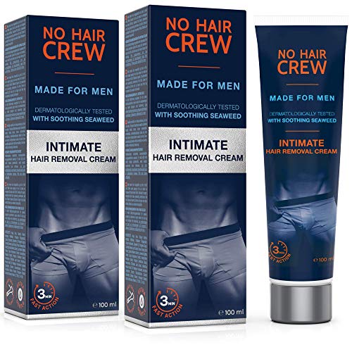 2 x NO HAIR CREW Crema Depilatoria Íntima Premium - Extra Suave Hecha Para Hombres - Conjunto de 2-200ml