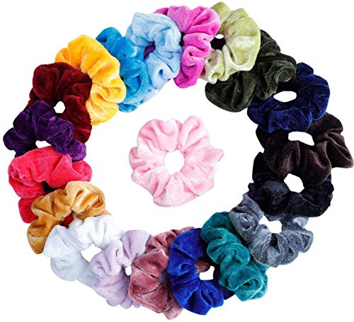 20 coleteros elásticos de terciopelo, cintas elásticas para cabello rizado, para mujeres o niñas, 20 colores surtidos