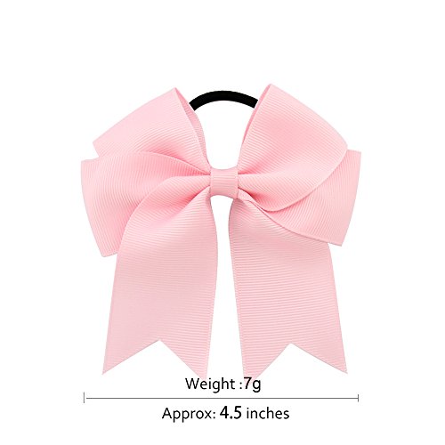 20 unids/lote 4.5 ''Grosgrain cinta arco con banda elástica para el pelo animadora arco Ponytail pelo titular para niñas/mujeres