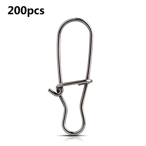 200 Piezas De Broche De Pesca Duo-Lock, Broches De Cierre Rápido De Pesca, Broche De Seguridad De Acero Inoxidable, Conector De Anzuelo De Señuelo De Pesca, Tamaño 00-8# 8#