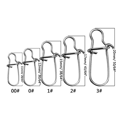 200 Piezas De Broche De Pesca Duo-Lock, Broches De Cierre Rápido De Pesca, Broche De Seguridad De Acero Inoxidable, Conector De Anzuelo De Señuelo De Pesca, Tamaño 00-8# 8#