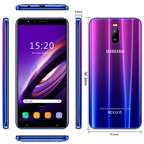 2020 Moviles Libres Baratos6.0’’ Pulgadas 4G Teléfono Móvil Libre 3GB RAM 16GB ROM Android 8.1 Moviles Barats y Buenos Quad-Core 4800mAh Batería Dual SIM 8MP Cámara Face ID（Púrpura）