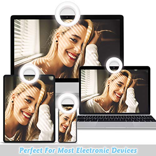 [2020 Nuevo] Anillo de luz Selfie，Recargable Anillo de luz Selfie，3 Colores y 3 Brillos Regulables，48 LED Recargable Selfie Light Clip. Adecuado para la mayoría de los teléfonos móviles, tabletas.
