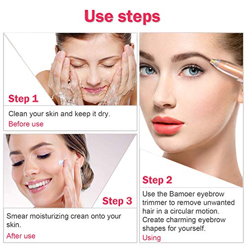 [2020 Nuevo]Depiladora para cejas，Eléctrica Depiladora Cejas Indolora,Depiladora Facial Para Mujeres Depiladora de Cejas Depiladora Facial con Cargador USB LED （Rojo）