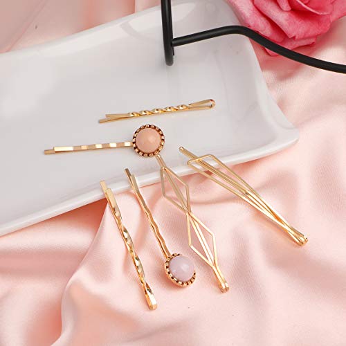 20Pcs Clips de Pelo Perlas,Moda Clips de Pelo,Horquillas Geométricas,Clips de Diamantes de Imitación, Horquilla de Perlas Artificiales,Horquilla de Metal para Cabello Hair Clip para Mujer Chica y Niña