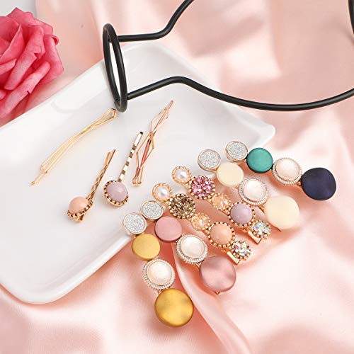 20Pcs Clips de Pelo Perlas,Moda Clips de Pelo,Horquillas Geométricas,Clips de Diamantes de Imitación, Horquilla de Perlas Artificiales,Horquilla de Metal para Cabello Hair Clip para Mujer Chica y Niña