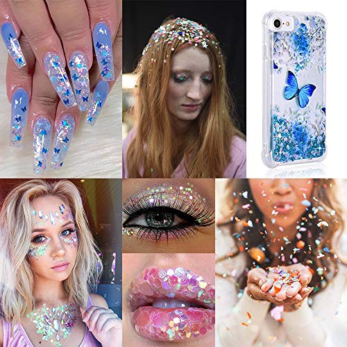 24 colores/set 3D Lentejuelas de uñas de mariposa, Kalolary Holográfica Butterfly Nail Lentejuelas Acrílico，para uñas, cabello, decoración de arte corporal