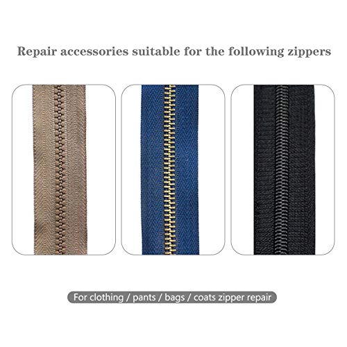24 Sets Cremallera de aleación Cremallera Inferior y Cremallera superior # 3# 5# 8# 10 Cremallera de Reparación para Artesanías de Ropa y Costura