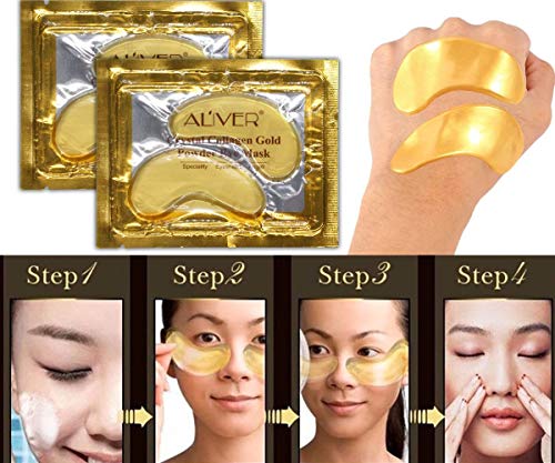 24k Gel de oro colágeno mascarilla para ojos, antiedad, ácido hialurónico, parches para los ojos debajo de la mascarilla para hidratar y reducir los círculos oscuros, hinchazón, arrugas (30 pares)