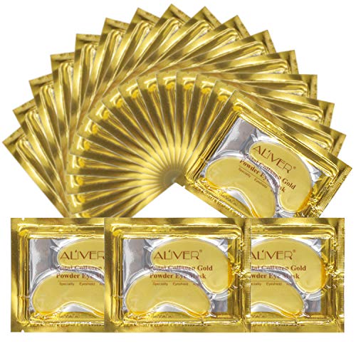 24k Gel de oro colágeno mascarilla para ojos, antiedad, ácido hialurónico, parches para los ojos debajo de la mascarilla para hidratar y reducir los círculos oscuros, hinchazón, arrugas (30 pares)