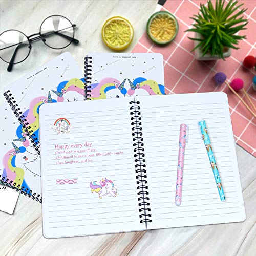 25 Piezas Bolígrafo Regalos de Unicornio para Niñas, Set de Papelería y Estuche Escolar y Cuaderno Libreta de Notas y Notas Autoadhesivas y Pegatina, Regalo para Niños 6 7 8 9 10 años (25 piezas）