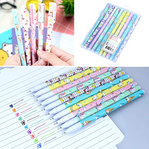 25 Piezas Bolígrafo Regalos de Unicornio para Niñas, Set de Papelería y Estuche Escolar y Cuaderno Libreta de Notas y Notas Autoadhesivas y Pegatina, Regalo para Niños 6 7 8 9 10 años (25 piezas）