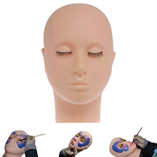 25cmx15cm Maniquí, De Cabeza Plana De Silicona Falsa Práctica Extensiones De Pestañas Maquillaje Modelo De Formación Masaje