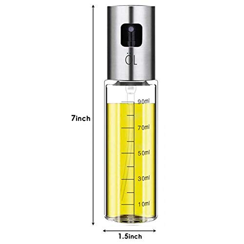 2PCS Dispensador de pulverizador Oliva Aceite 100ml, Rociador de vinagre, Botella de Vidrio para cocinar/Ensalada/Hornear Pan/BBQ/Cocina