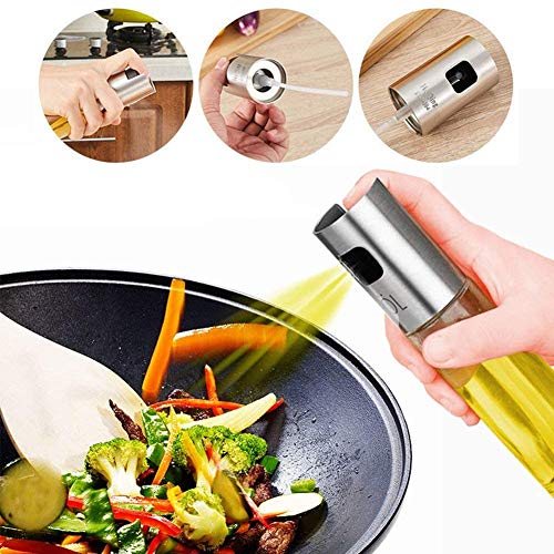 2PCS Dispensador de pulverizador Oliva Aceite 100ml, Rociador de vinagre, Botella de Vidrio para cocinar/Ensalada/Hornear Pan/BBQ/Cocina